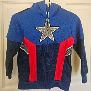 Marvel Captain America lightweight jacket Boys Size 6 Blue/red/grey